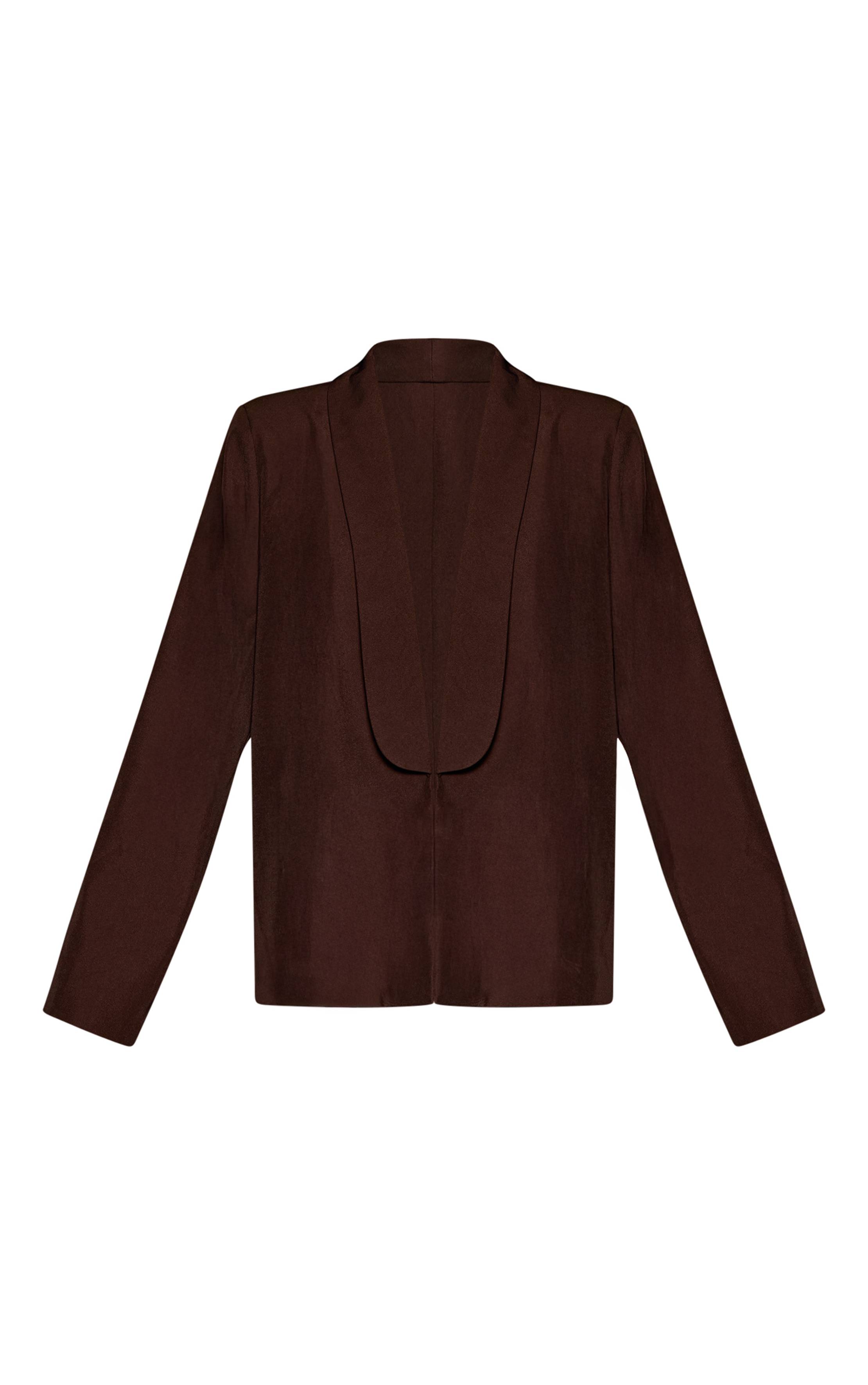 Marron Foncé Blazer Long Ajusté