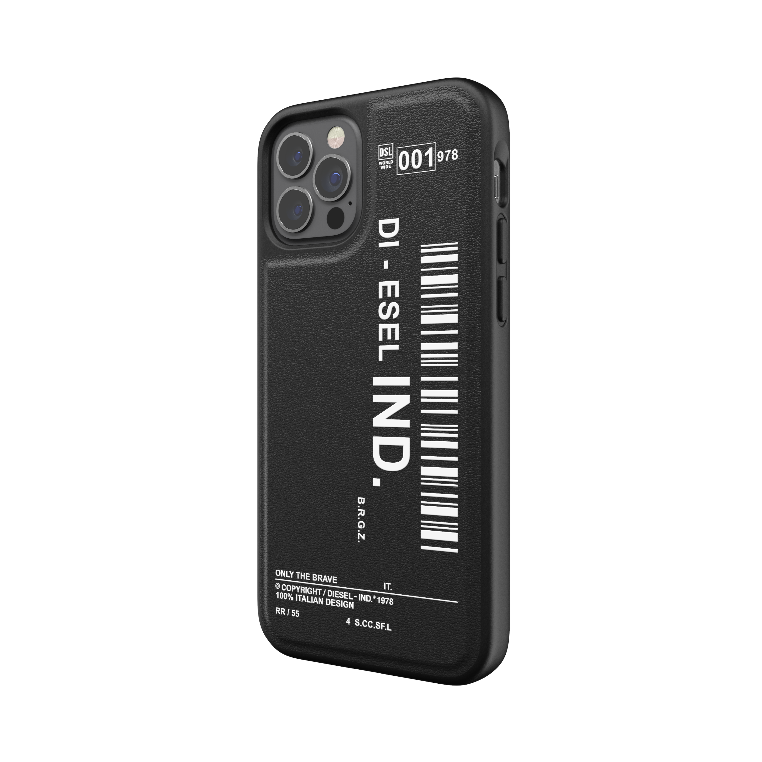 iPhone 12 / iPhone 12 Pro Leder Hardcase Hülle Moulded Case Core Barcode Grafik (42489) - Schwarz