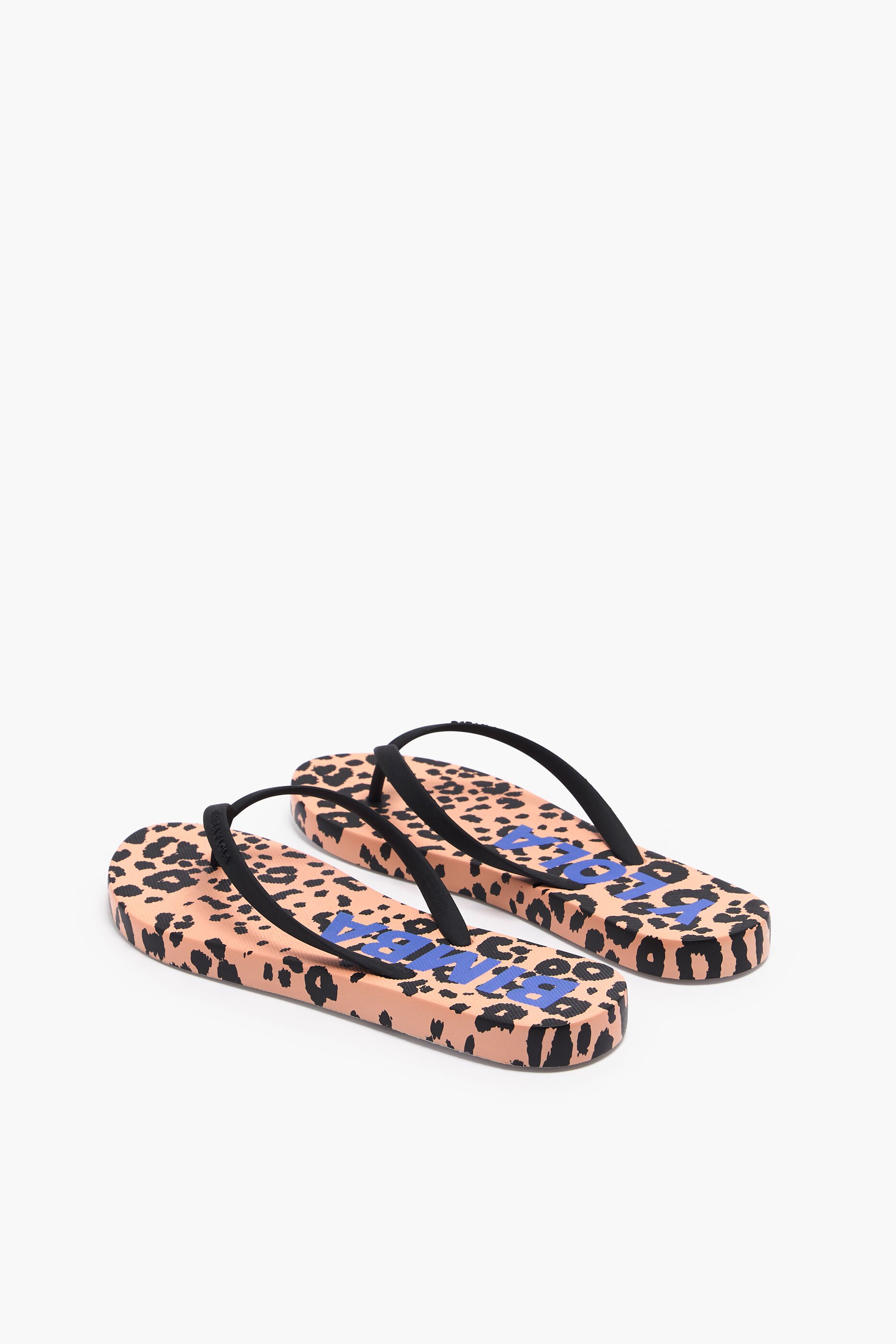 Chinelo de dedo com estampa de leopardo laranja