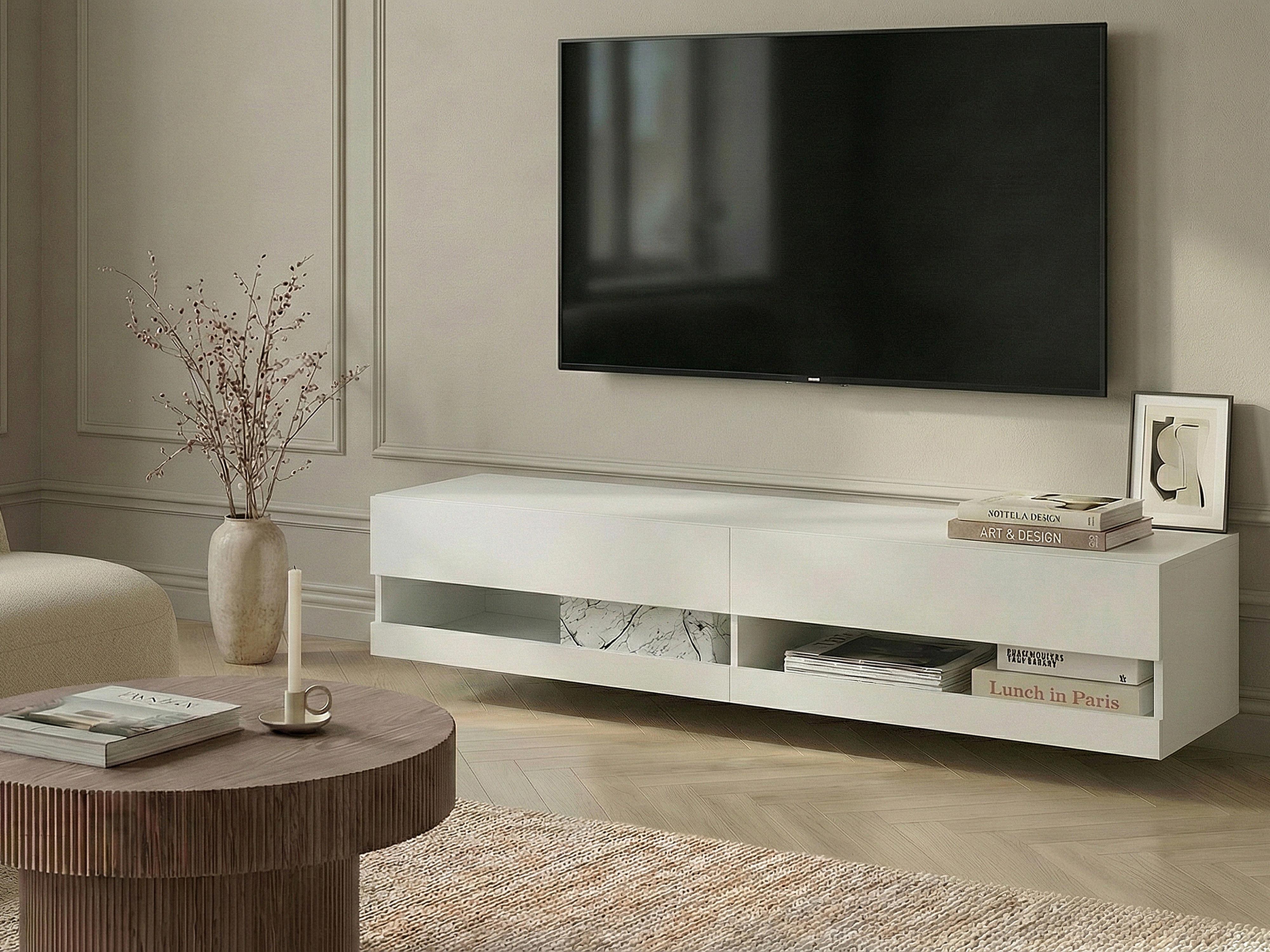 TV-meubel met LED EDMONTON Wit