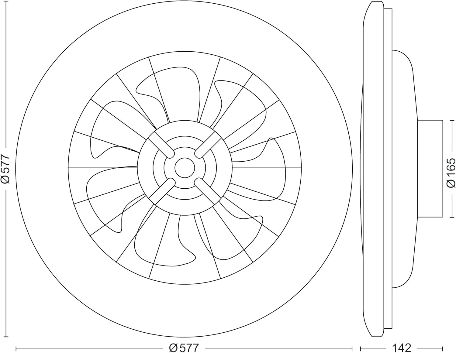 PHILIPS Deckenventilator und LED Deckenleuchte Amigo, 25W+60W, Durchmesser 58cm, rund, inkl. Fernbedienung, Weiß