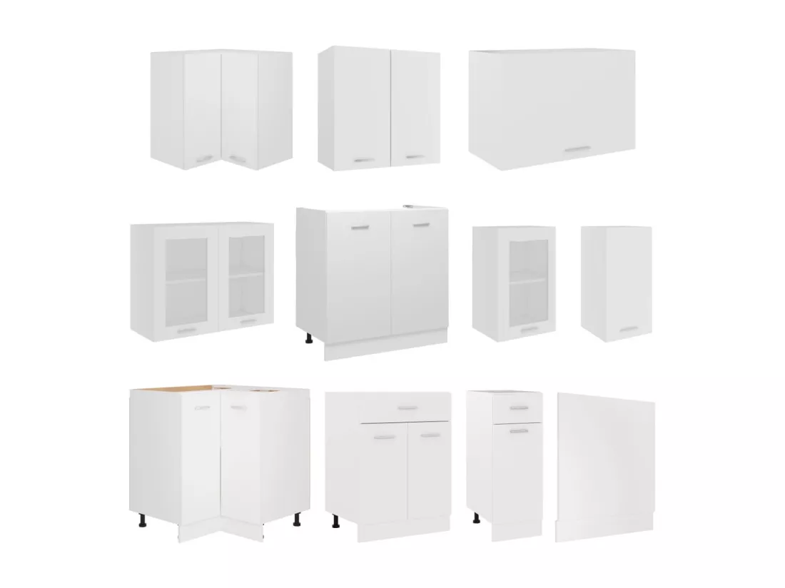 Ensemble de meubles de cuisine 11 pcs Blanc Aggloméré
