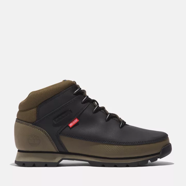 Bota de caminhada Euro Sprint Helcor para homens, nas cores verde e preta.