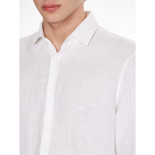 Calvin Klein Linen Solid Skjorte, Hvid, 44