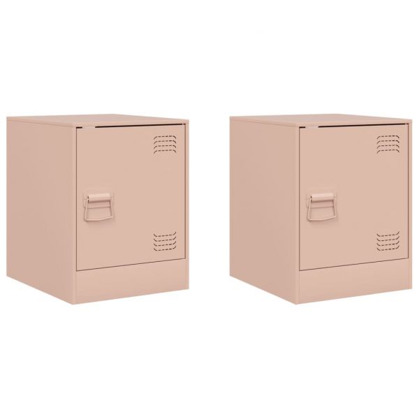 Mesa de Cabeceira 2 Peças 34,5x39x44 cm Aço Rosa - 3775047281