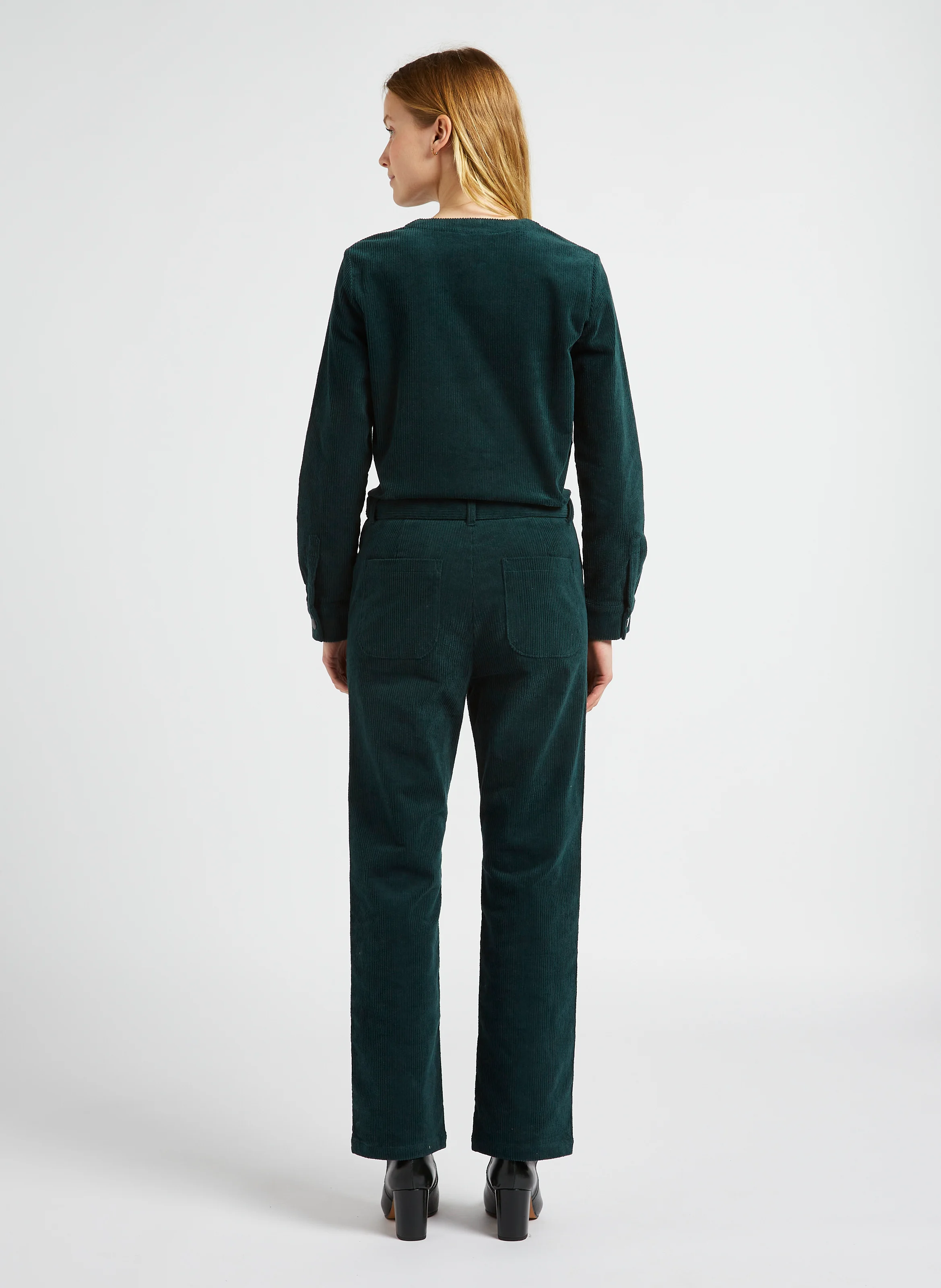 Combinaison droite encolure V en coton | Vert