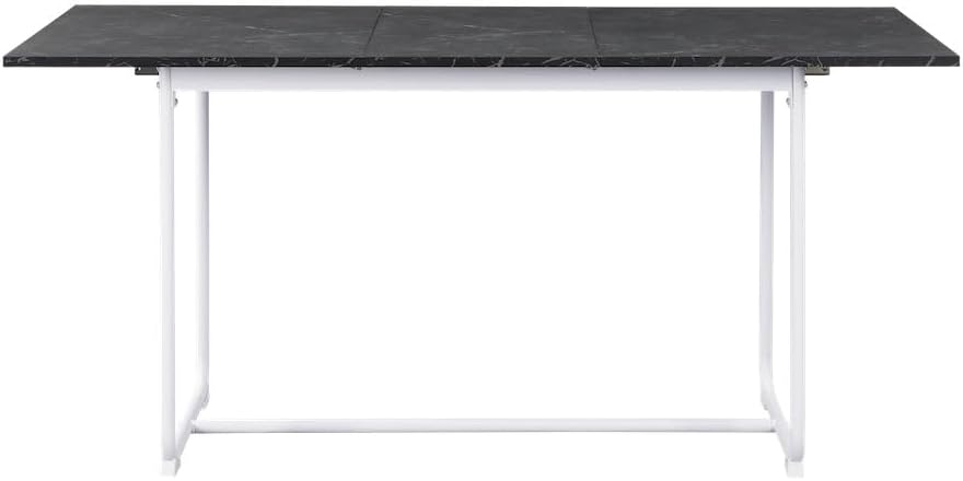B&D home Esstisch Pius, ausziehbar 120-160 x 80 cm, 4-6 Personen Küchentisch Holztisch mit U Metallgestell für Esszimmer, Küche, skandinavisch Design, Marmor Optik, 11219-120-UW-MSCH