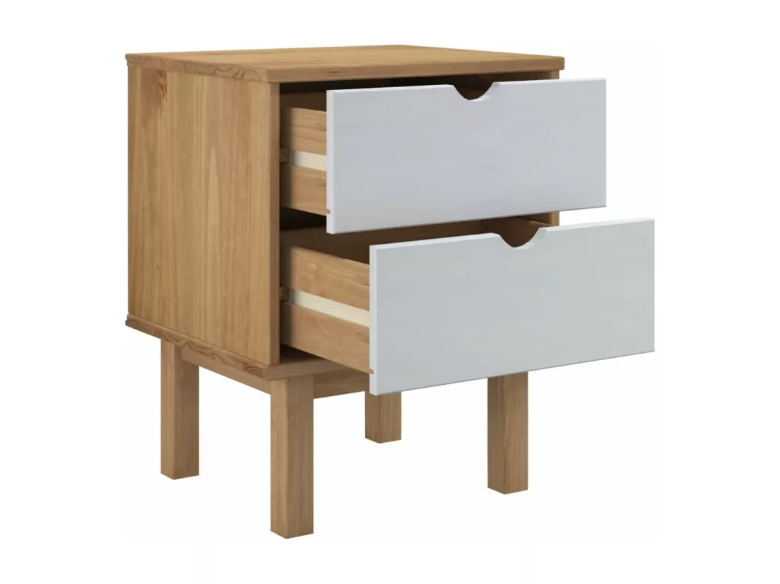 Table de chevet OTTA Marron et blanc 46x39,5x57 cm Bois de pin