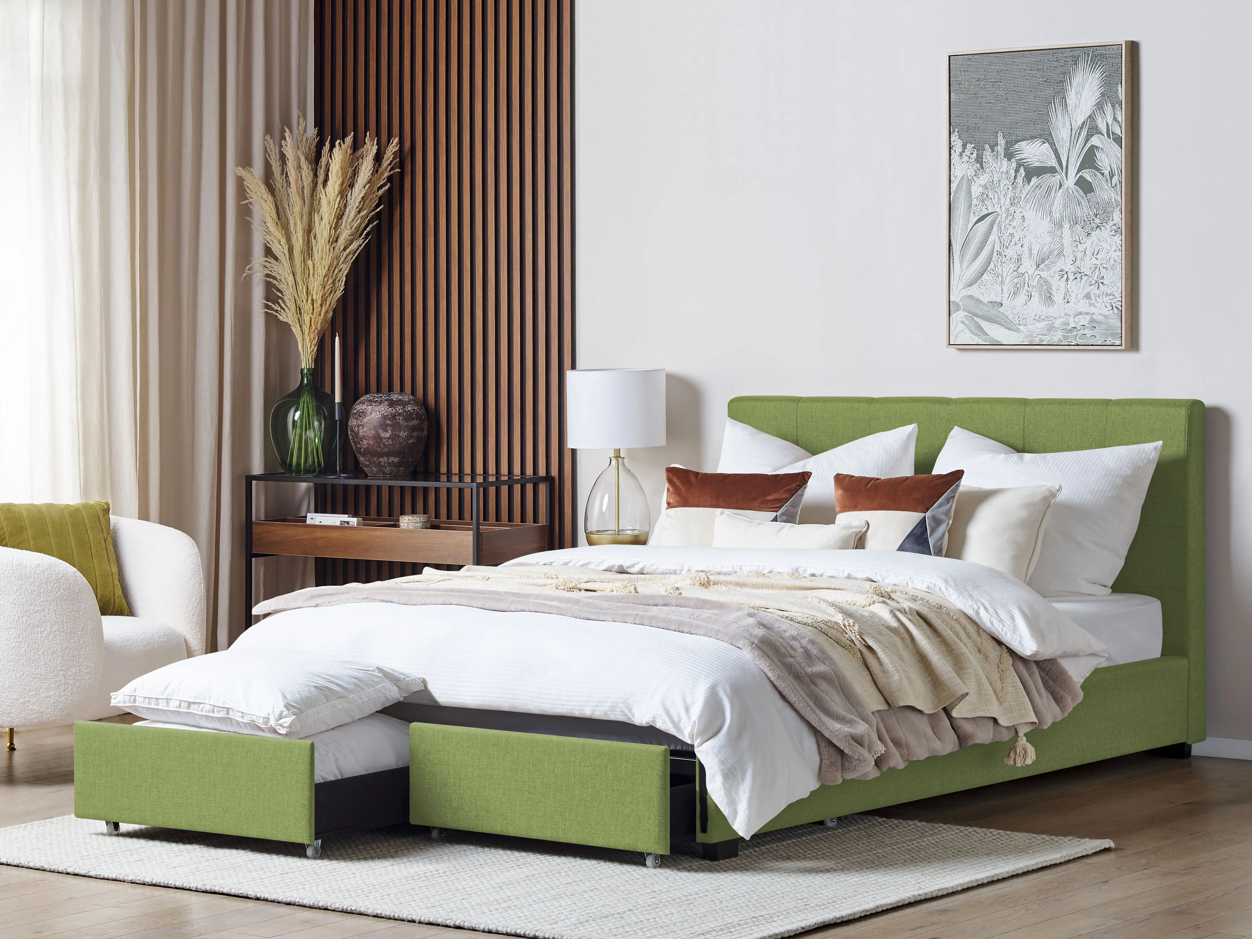 Bed met opbergladen Stof LA ROCHELLE 180 x 200 cm Groen