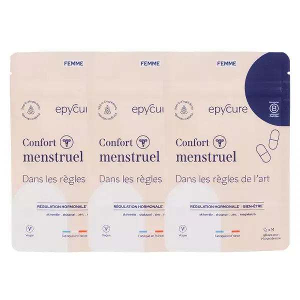 Kit de tratamento para alívio da dor menstrual Epycure, com duração de 3 meses.