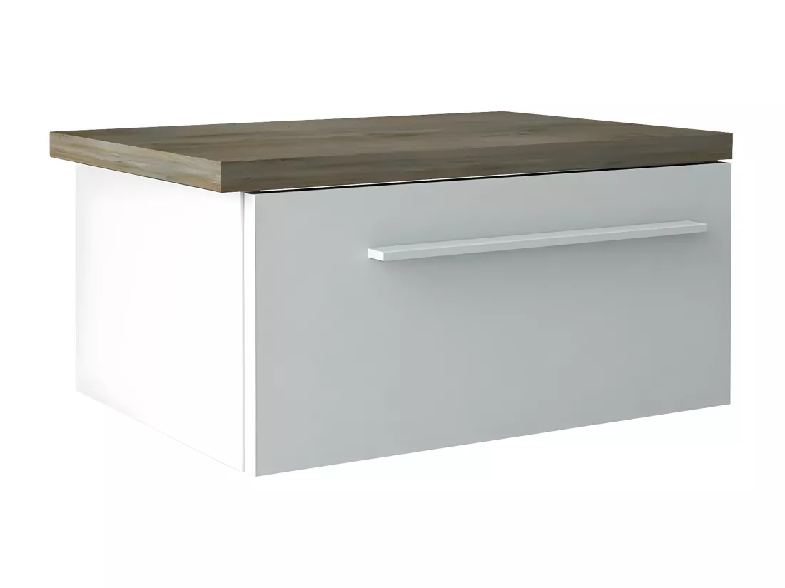 NINO LIGHT - Lit 160x200cm avec Leds et Chevets Suspendus + Commode