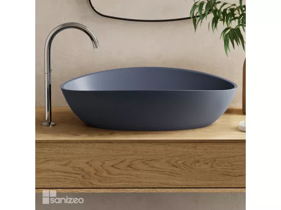 Vasque à poser EIRA - 75% Minéral Gris Mat Ovale 60*36*H16cm - LAVABERG