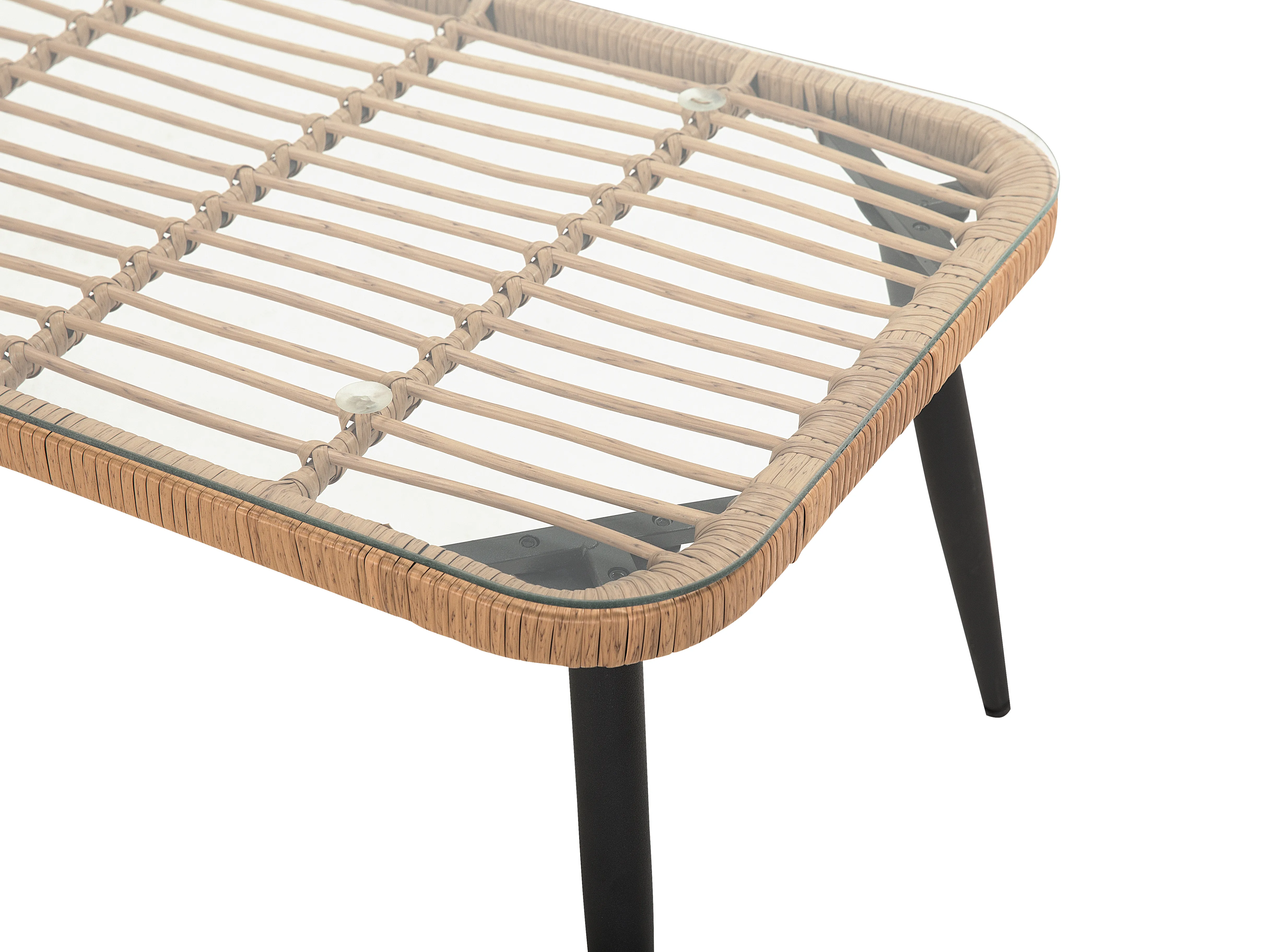 Loungeset met tafel 4-zits CORINTH II PE rotan Natuurlijk
