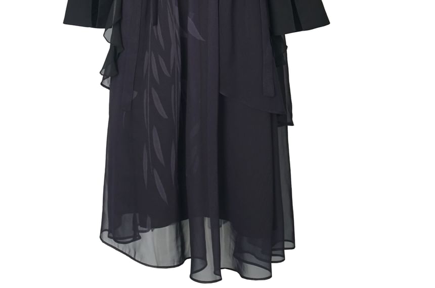 Florimi - Maxi A-lijn rok met mesh en hoge taille en bladprint