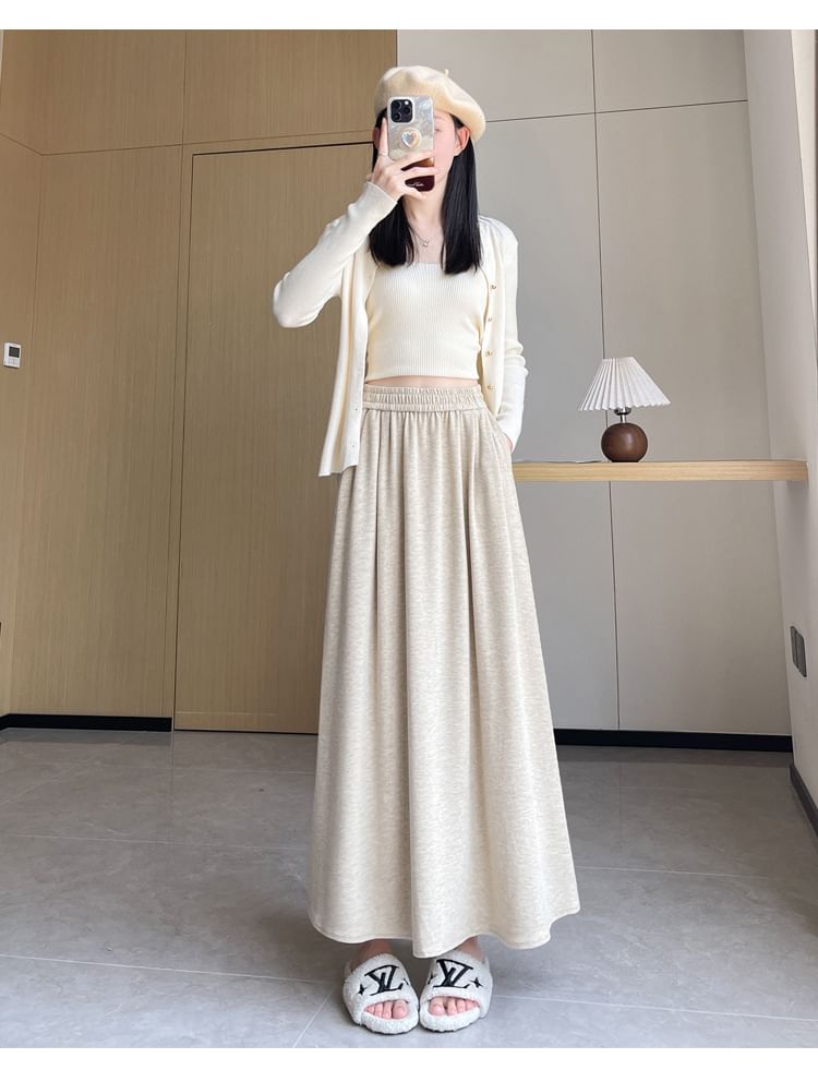 Magimomo - Hoge taille effen maxi A-lijn rok
