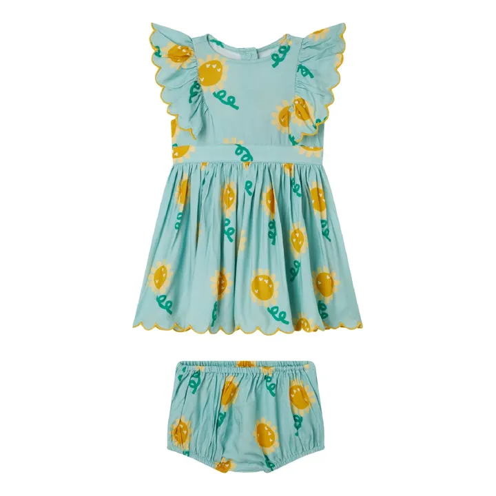 Stella McCartney Kids Set Robe et Bloomer Fleur | Bleu ciel
