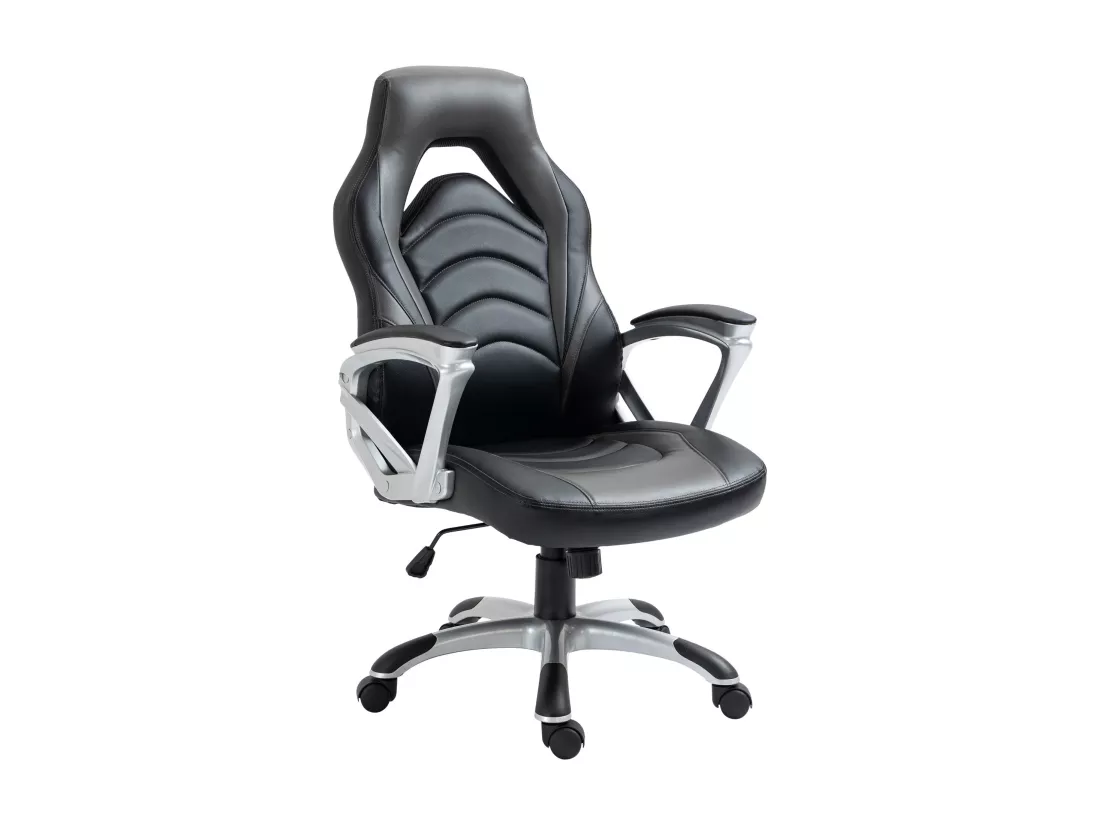 Chaise de bureau - Similicuir & Plastique - Noir / Gris - Foxton