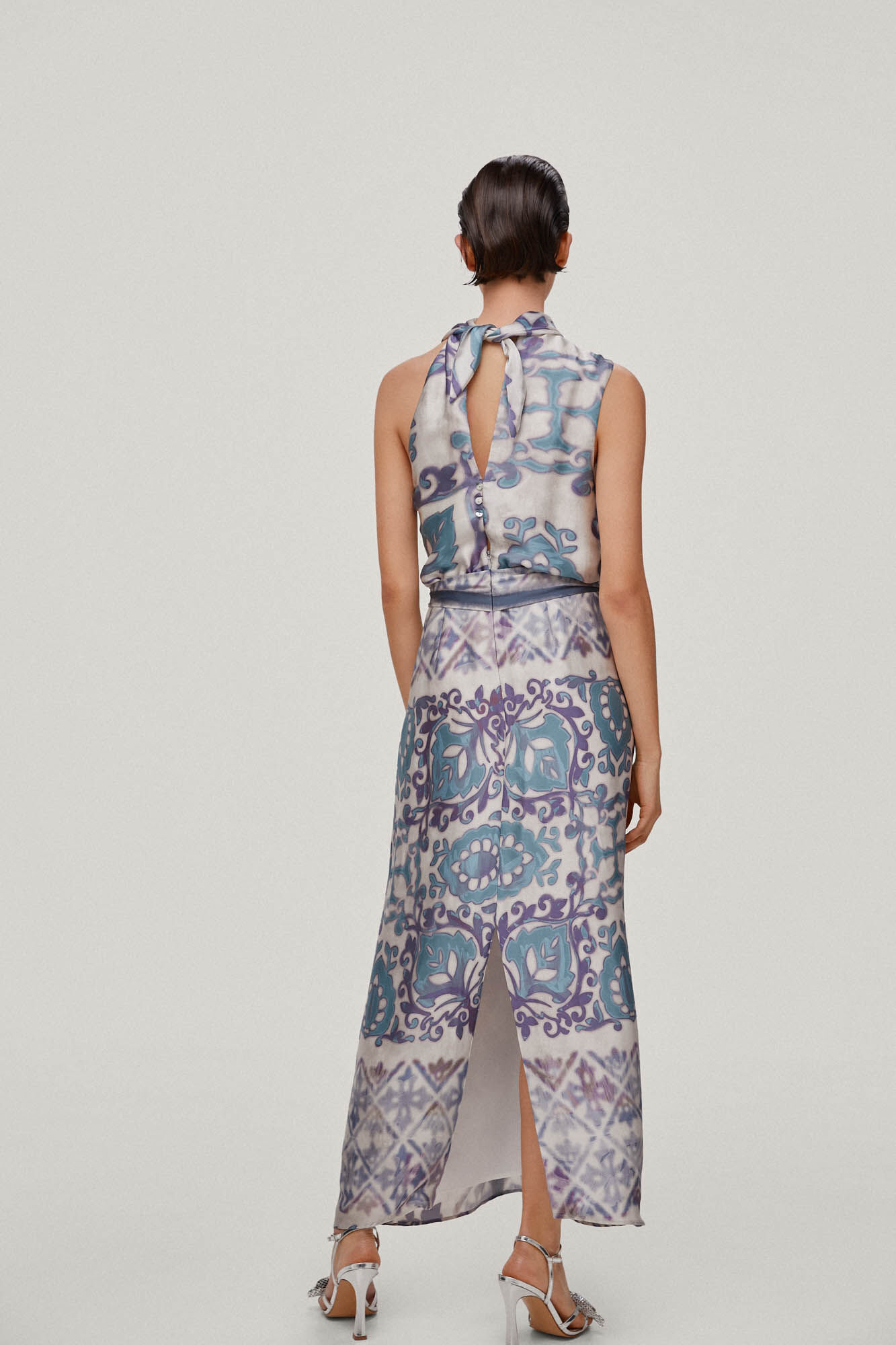 Vestido Ana com decote lenço - Azul