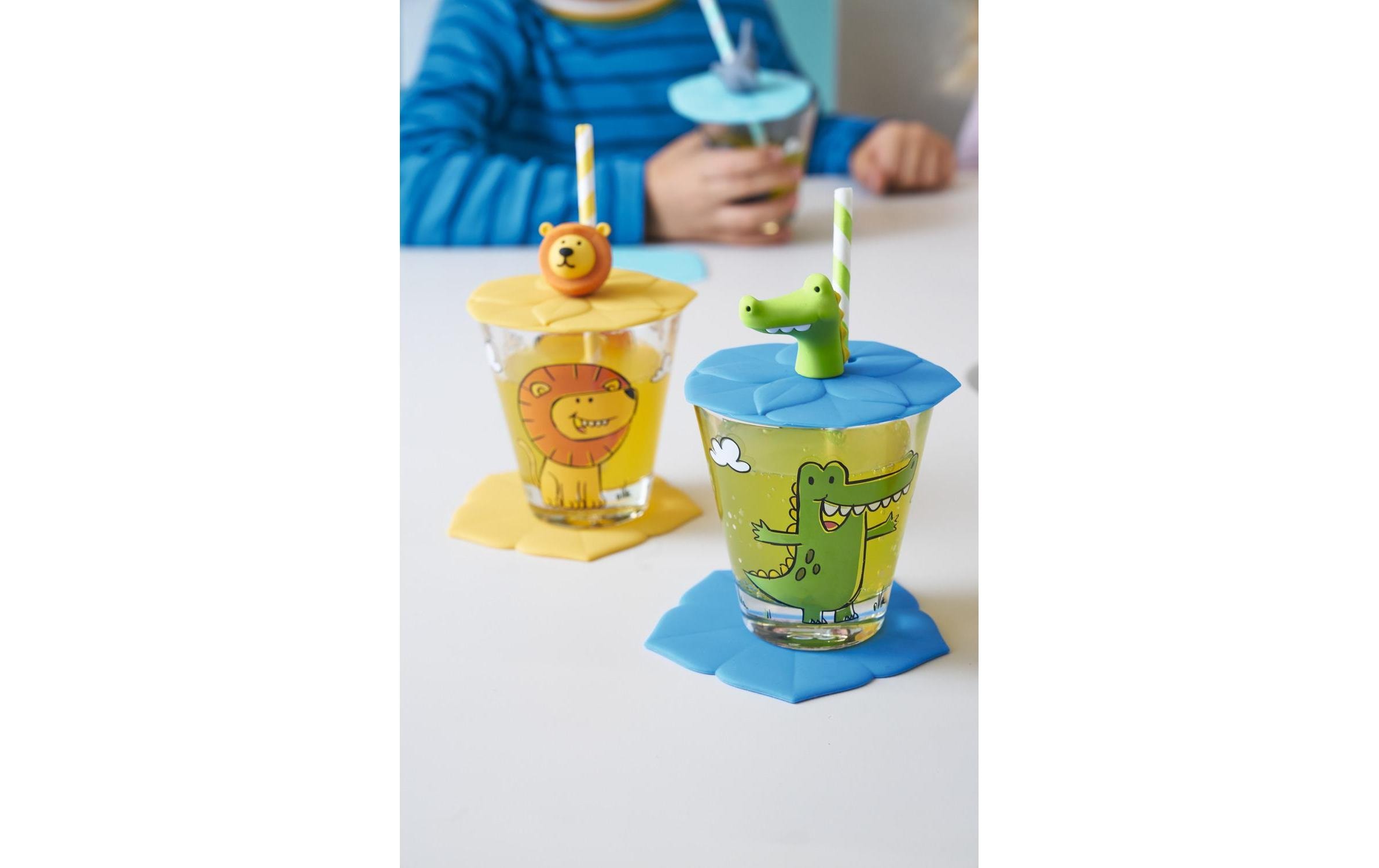 Kindertrinkglas Bambini 3-teilig, KrokodilKinderglas mit Tiermotiv