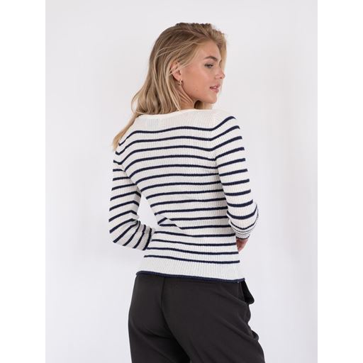 Neo Noir Miro Stripe Knit Bluse, Navy, 42