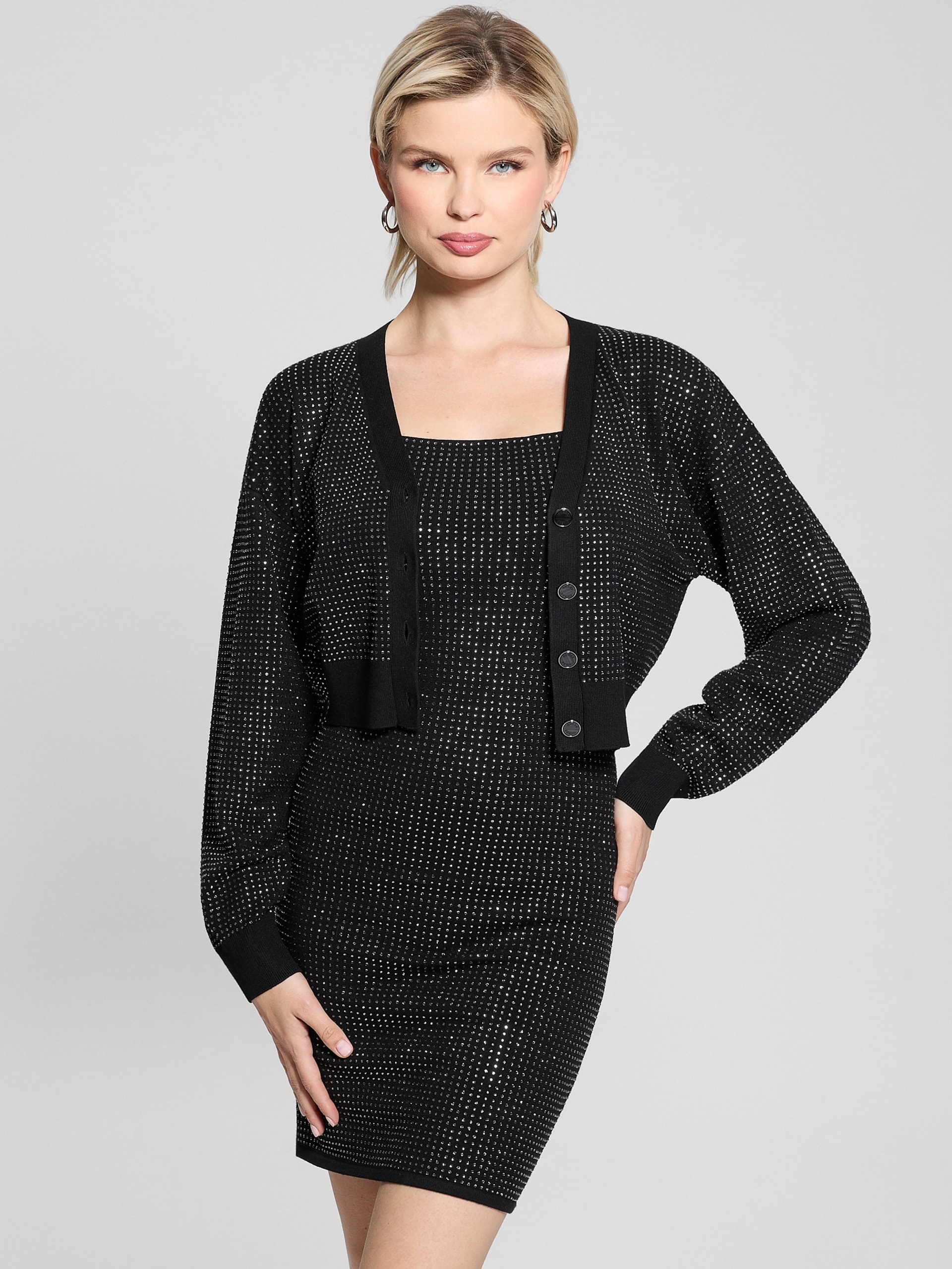 Vestido suéter Khloe com strass
