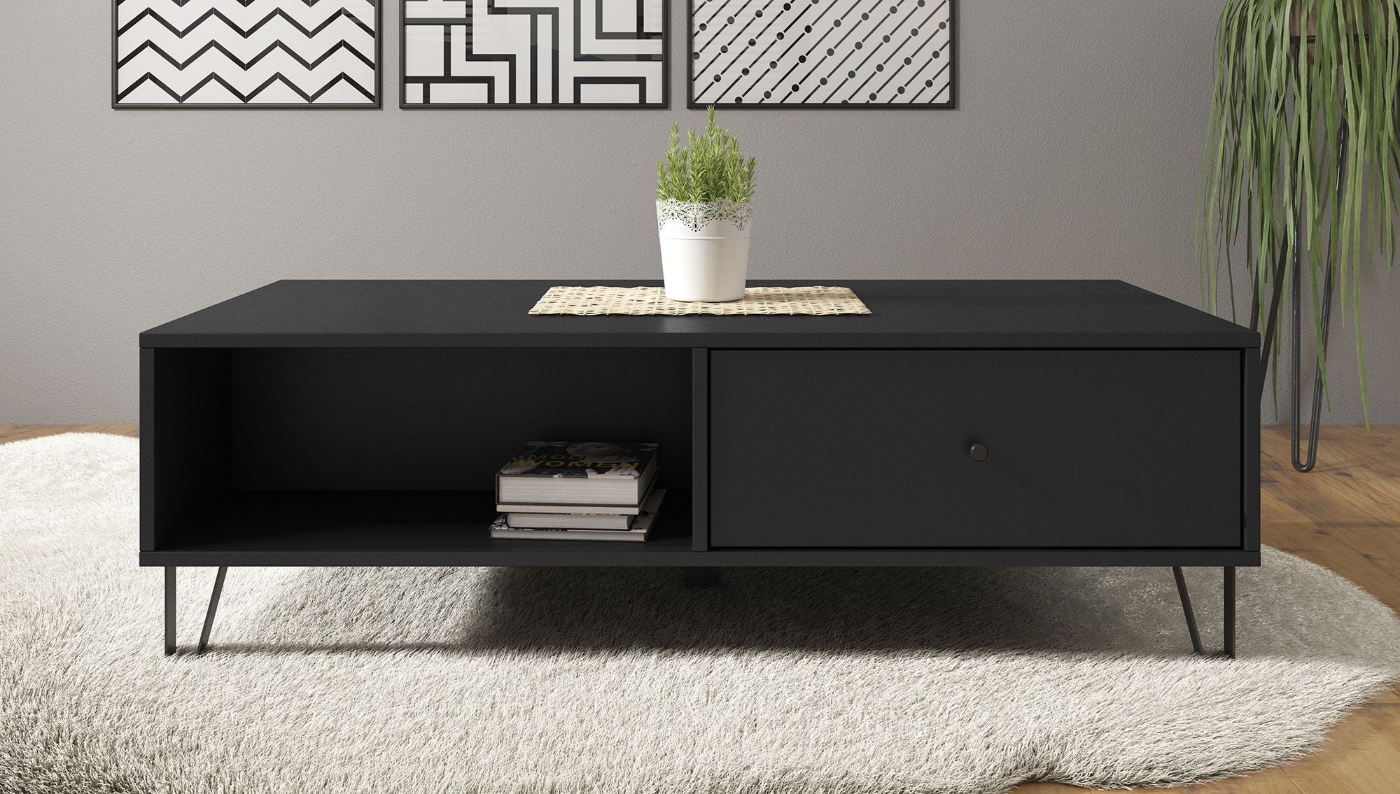 Salontafel Barlo - Mat Zwart - 110 cm