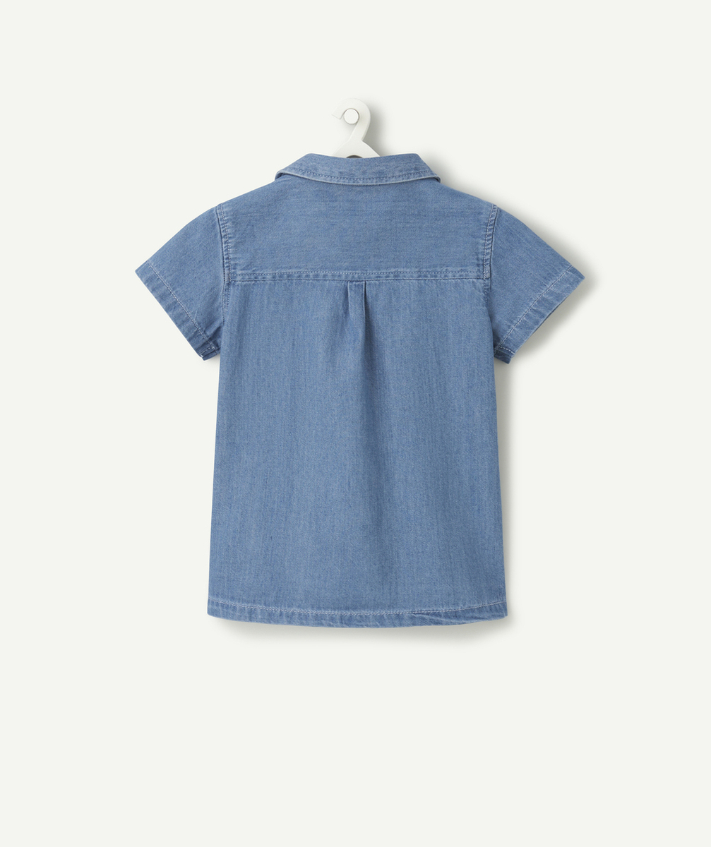 chemise manches courtes bébé garçon en denim bleu léger