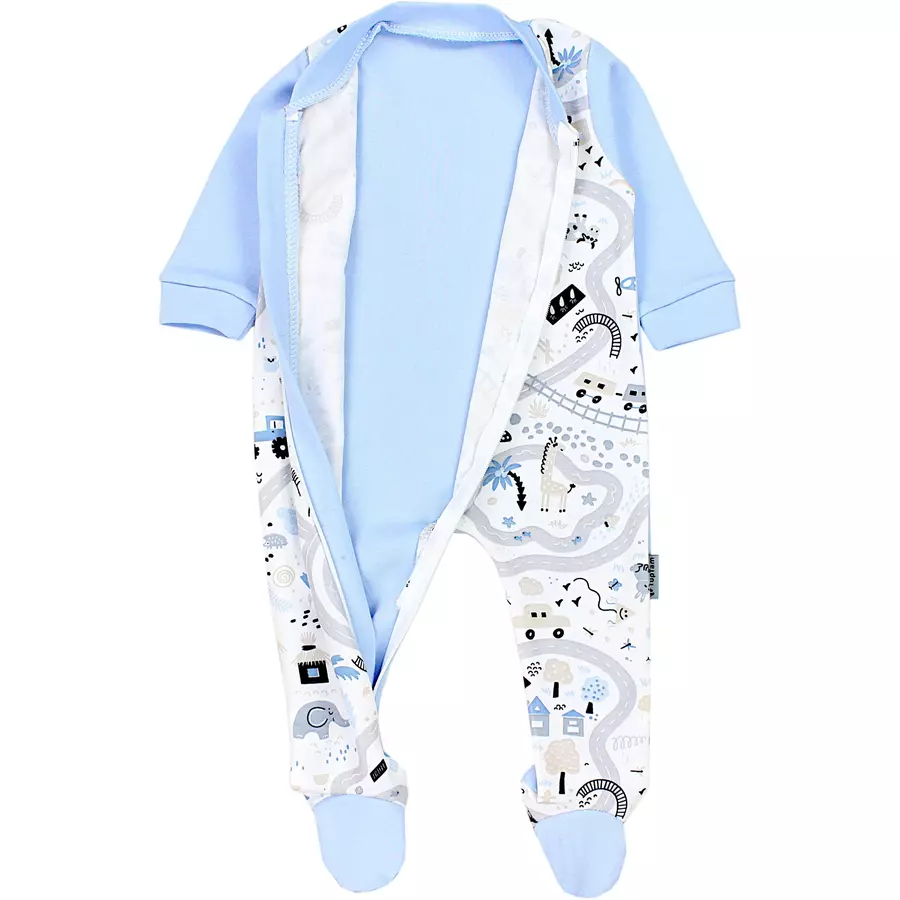 TupTam Baby Unisex Schlafstrampler mit Fuß 3er Pack blaubeige