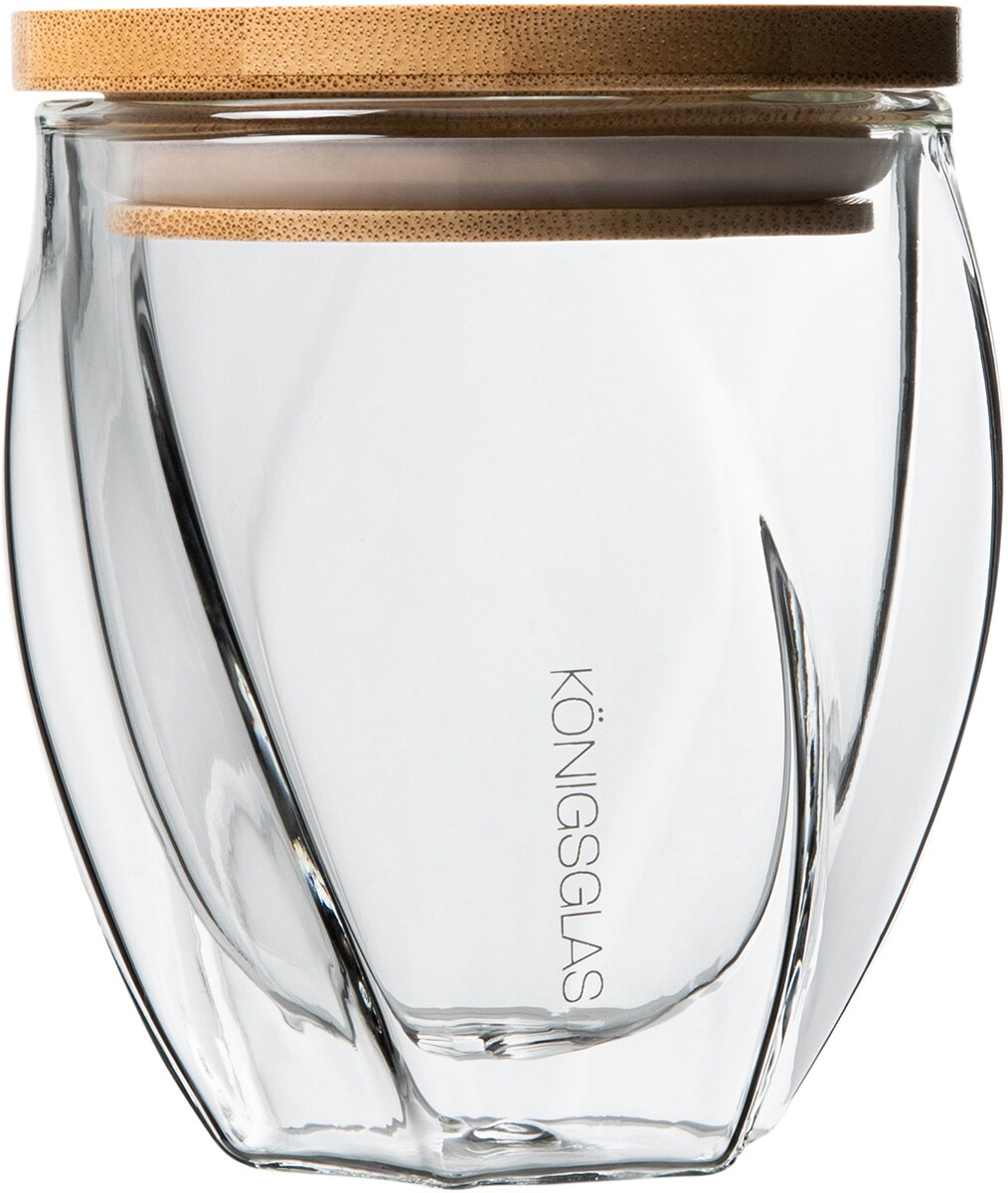 Königsglas Swing, Tee-/Kaffeegläser by Heidenfeld, 250/350 ml, Bambusdeckel, doppelwandig, Set (2er Set, 250 ml)