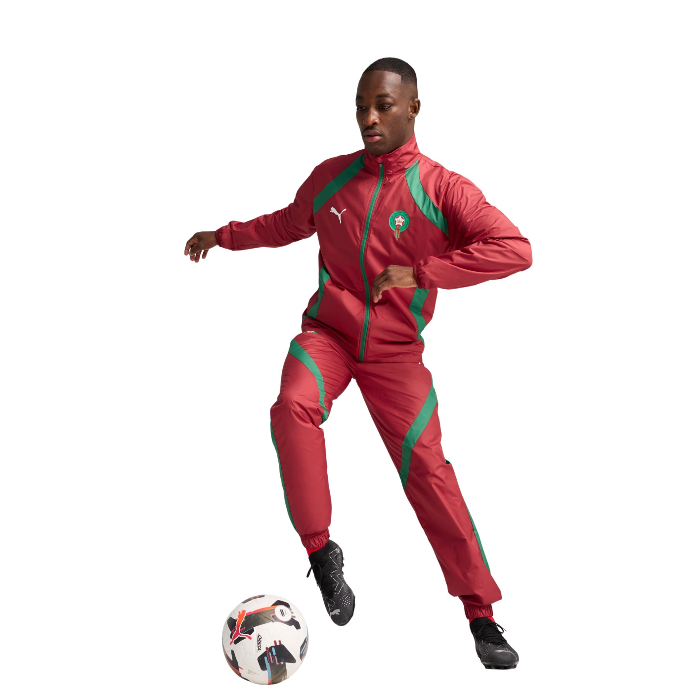 PUMA Marokko Pre-Match Trainingspak Woven 2024-2026 Rood Groen