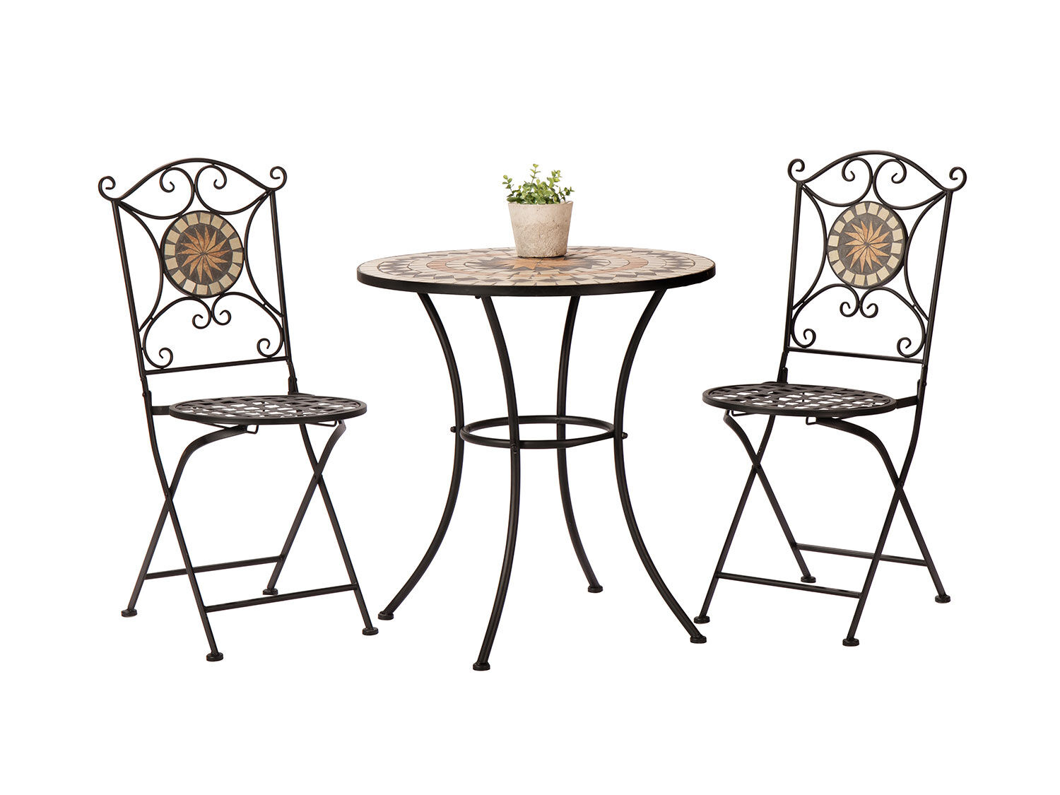 Bistro-Set Mosaik 3-teilig schwarz