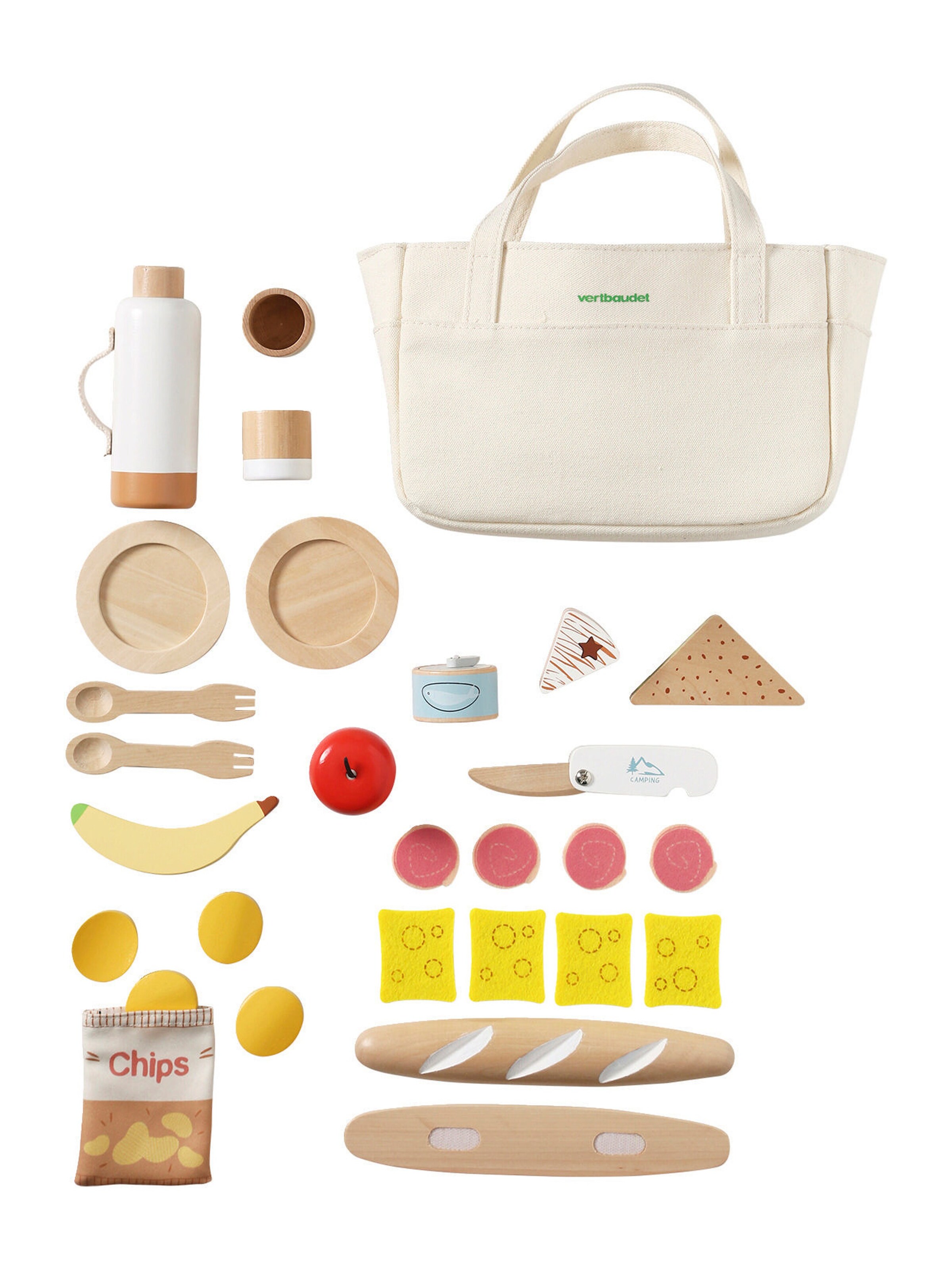 Vertbaudet Kinder Picknick-Spielset aus Holz FSC® karamell