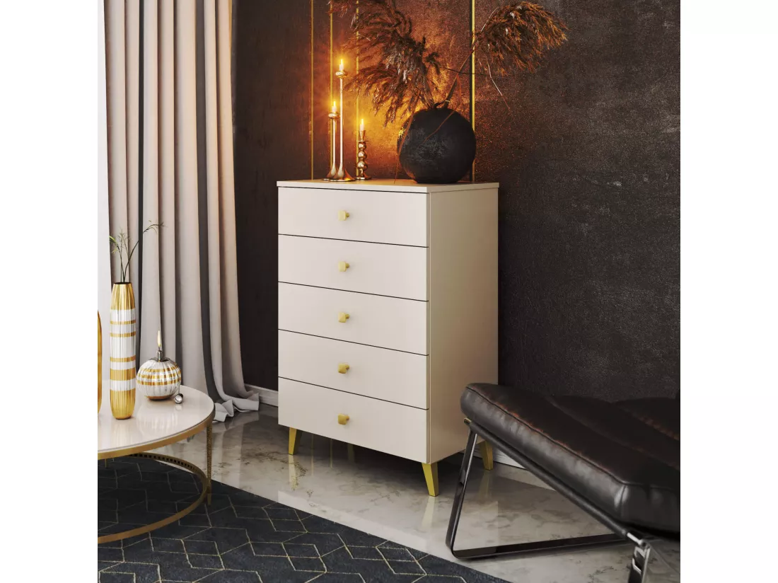 Commode AKORD MOBI Cachmire 60 cm 5 tiroirs 60x37x89 cm