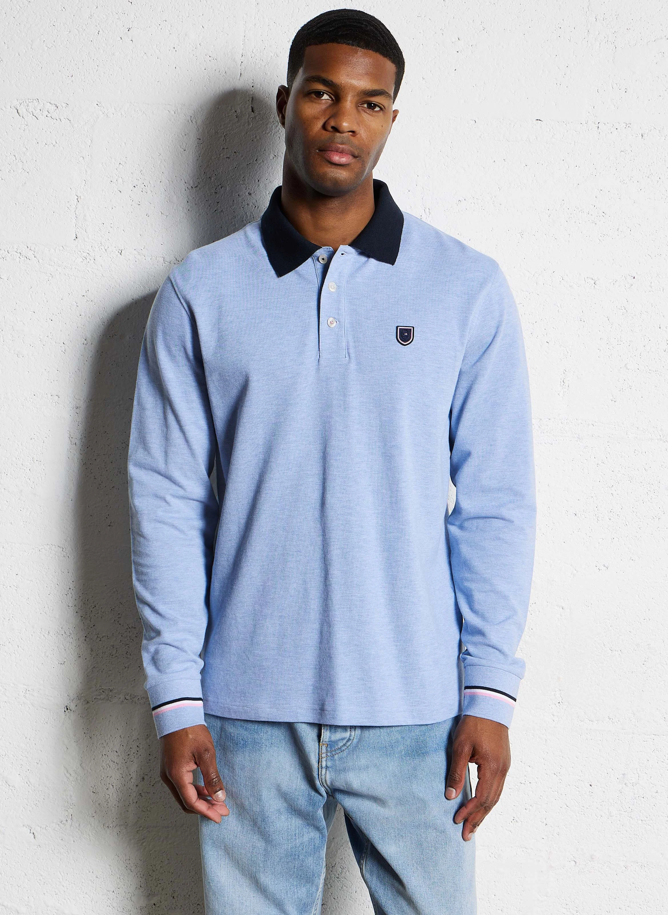 Polo manches longues| Bleu