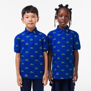 Polo avec imprimé signature en coton Polos - Bleu - Lacoste - Enfant