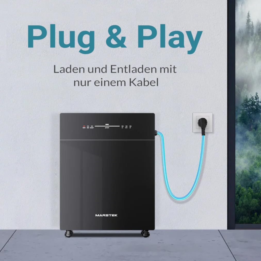 MARSTEK Venus E NewGen Solarspeicher Plug-&-Play-Balkonspeicher mit 5,12kWh Kapazität, AC-gekoppelt, erweiterbar bis 20,48kWh, Notstrom, 100% Eigenverbrauch + CT002 Smart Meter