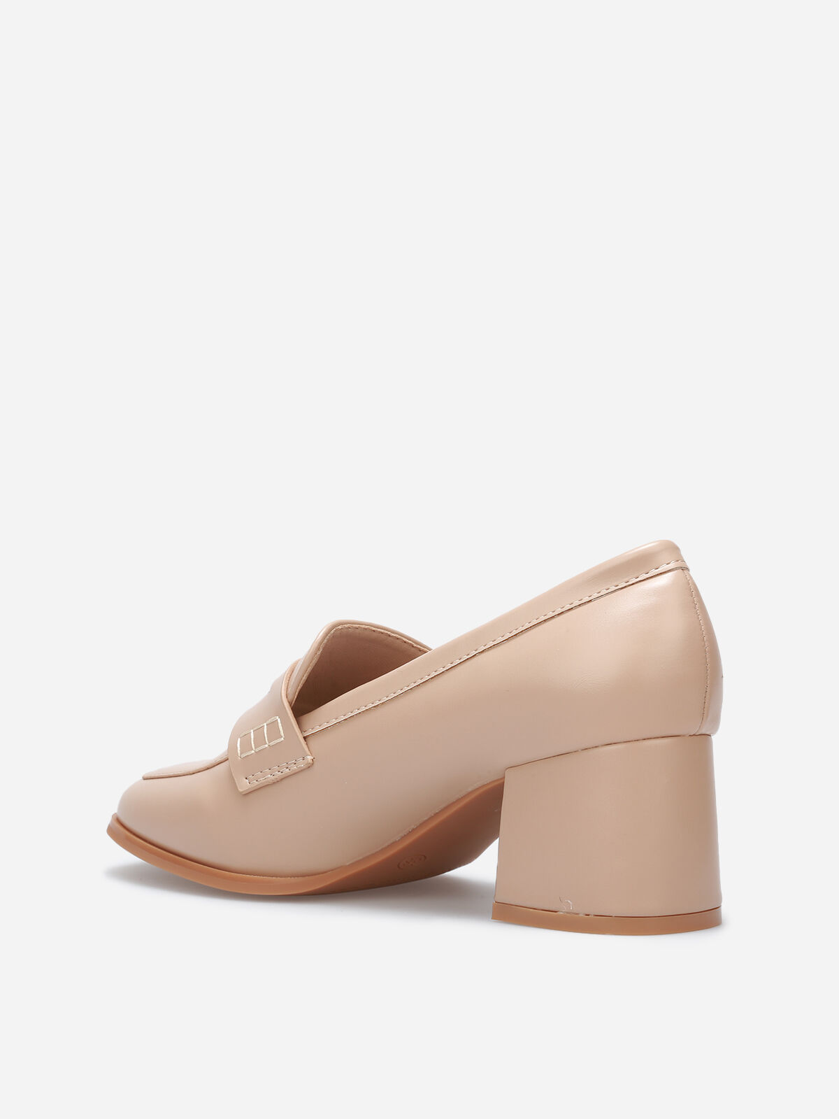 Mocassins à talon et surpiqûres- Taupe