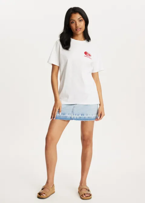 T-shirt met print NY band wit (WIT)