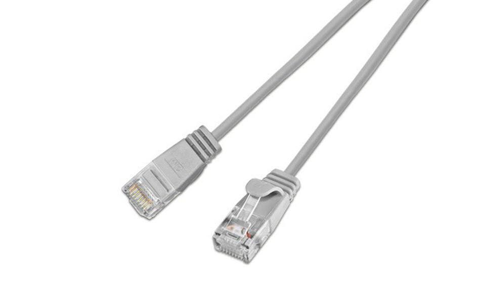 Slimpatchkabel RJ-45 - RJ-45, Cat 6, UTP, 0.5 m, GrauLightpatchkabel rund, ungeschirmtes Twisted-Pair-Kabel (U/UTP) mit Klinkenschutz