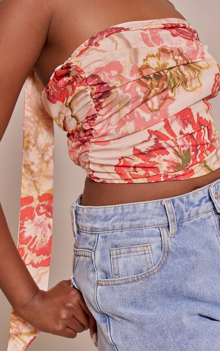 Rouge Mûrier Top Bandeau En Mousseline Avec Détail Foulard
