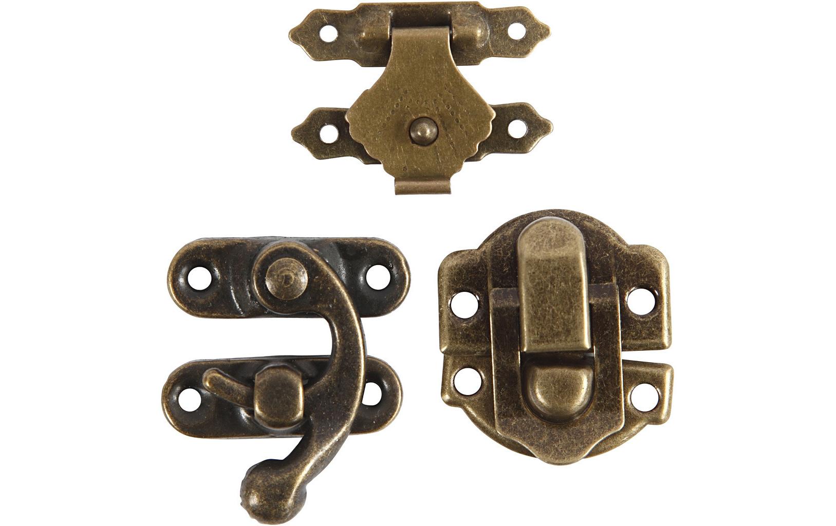 Beschlag Verschluss Set 15-teilig, AntikgoldSchlösser, Scharniere und Verschluss