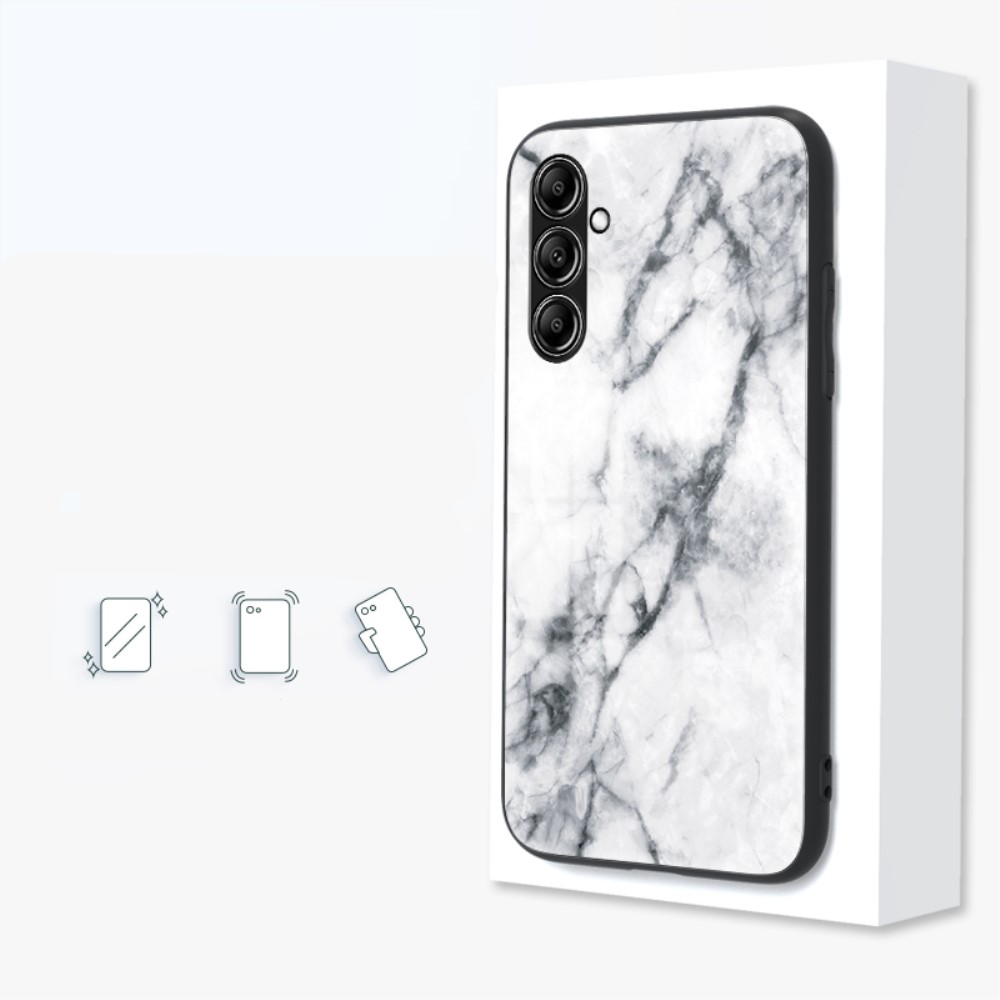 Samsung Galaxy S23 FE 5G Hardcase Hybrid Schutzhülle Glas Rückseite Marmor Marble - Türkis / Gelb