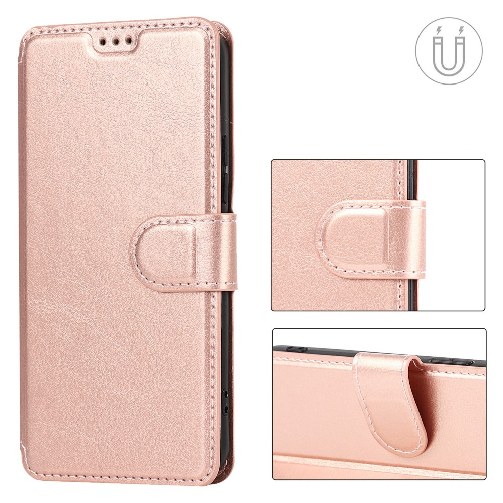 Samsung Galaxy S22 5G Leder Tasche mit Kartenfach im Retro Style - Roségold