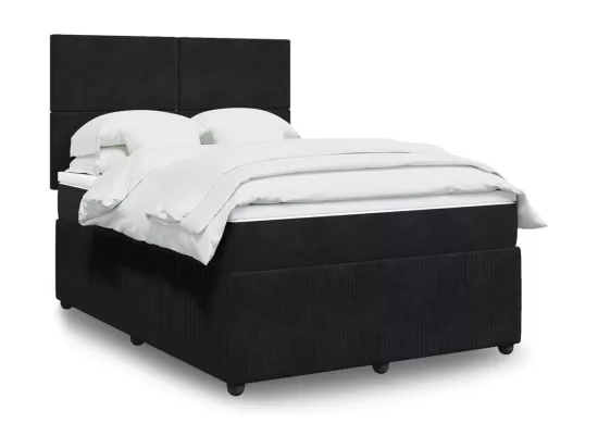 Sommier à lattes de lit avec matelas Noir 140x190 cm Velours
