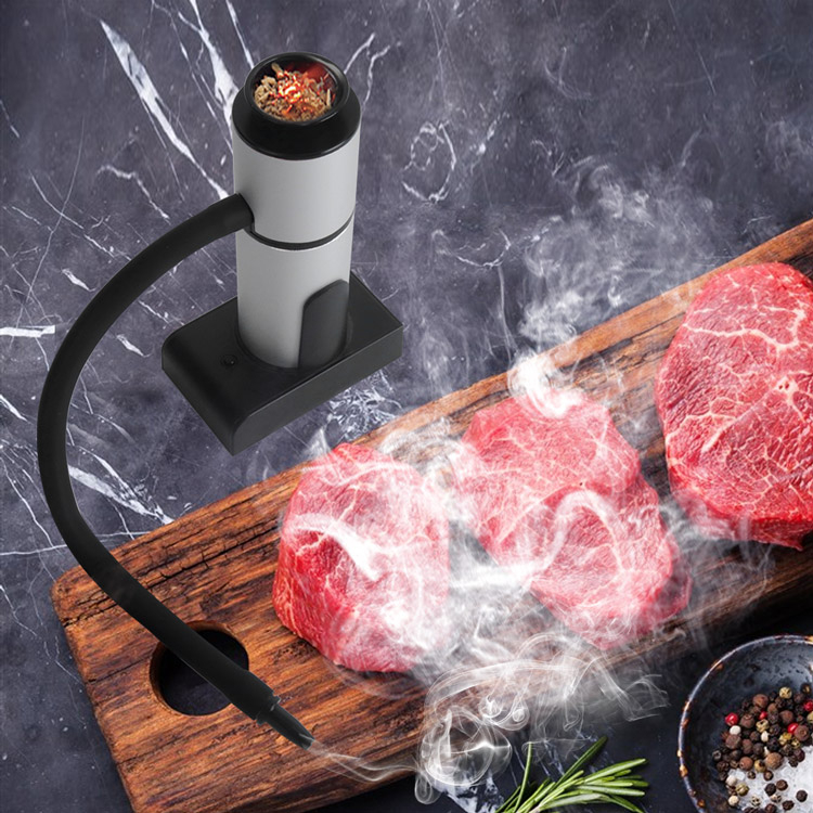 Mini BBQ Fleisch Smoker Räucherpistole Smoking Gun (Batteriebetrieben) - Silber / Schwarz