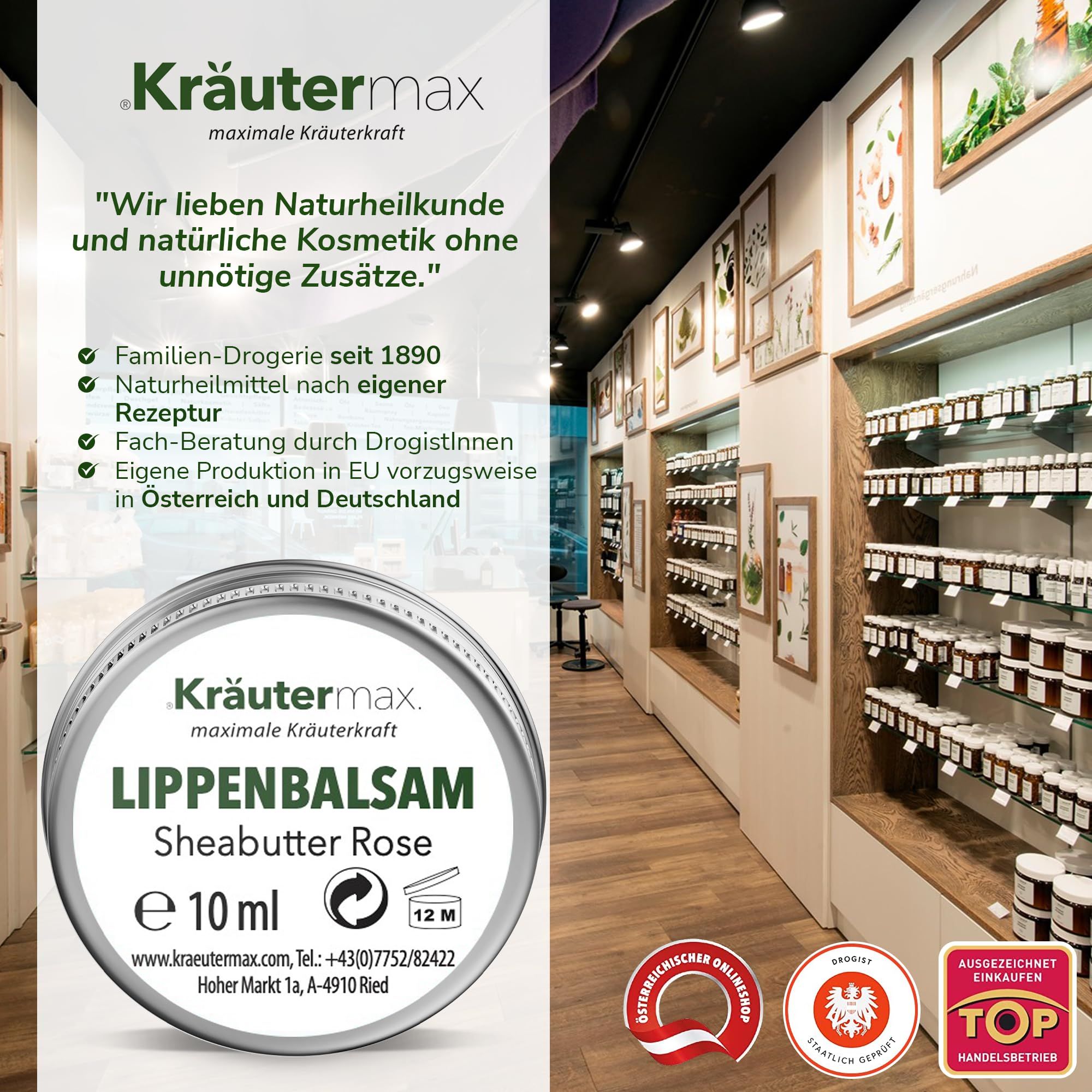Kräutermax Lippenbalsam Sheabutter Rose