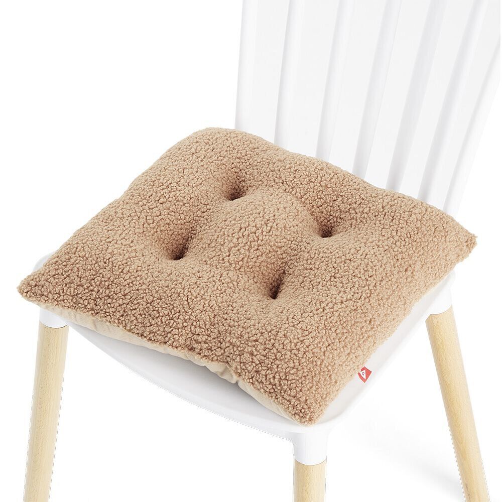 Galette de chaise 40x40cm effet laine bouclée kaki