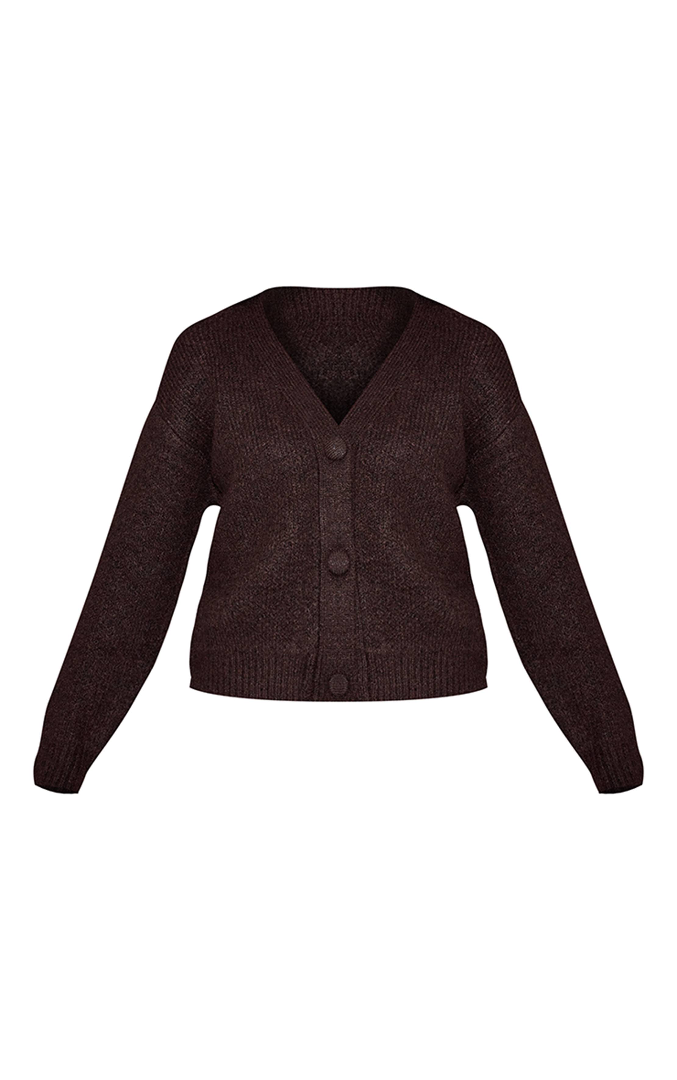 Chocolat Cardigan Long À Boutons En Maille Brossée Effet Ombré