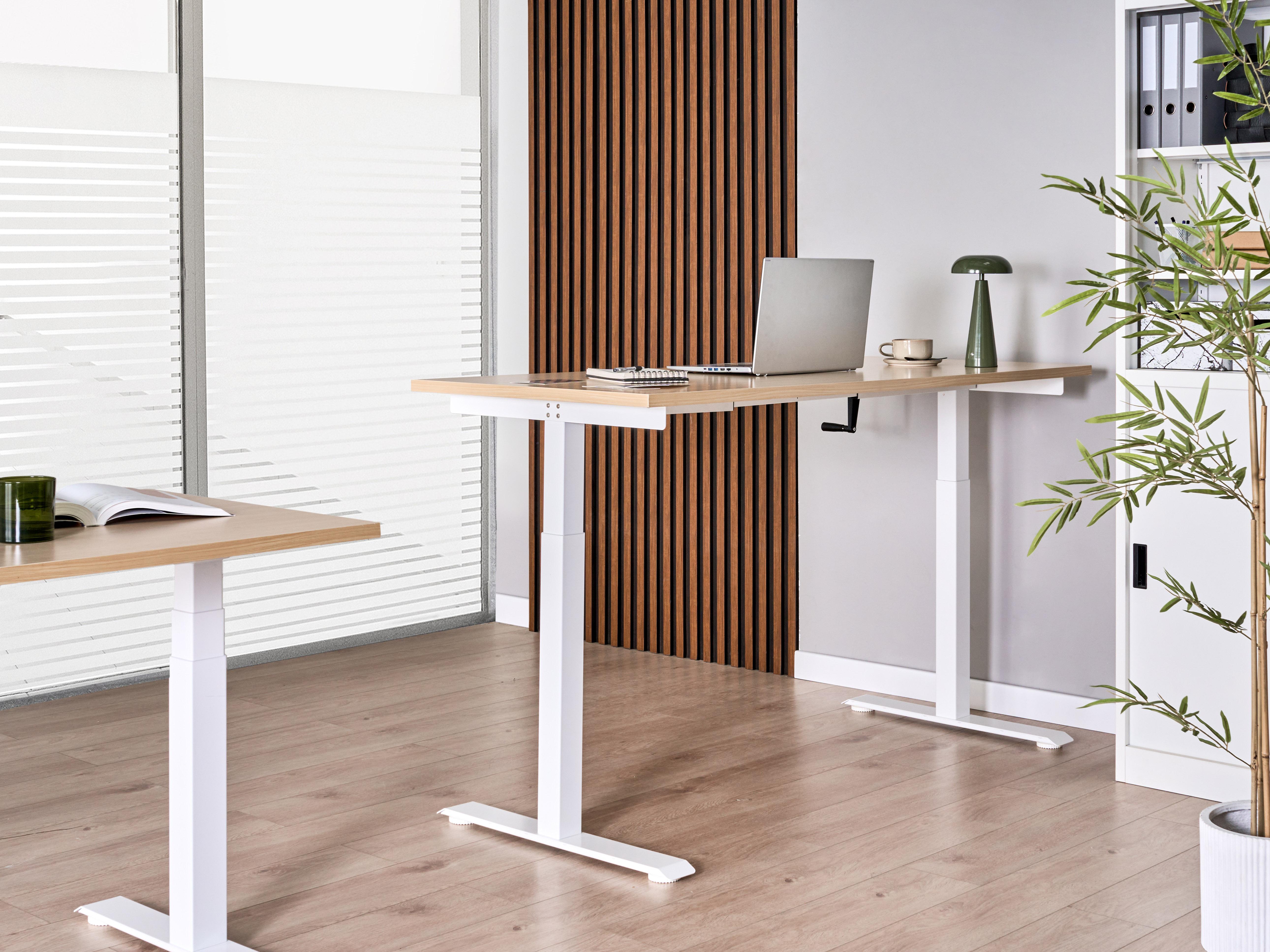 Handmatig verstelbaar sta-bureau DESTINES Lichtbruin/wit 160 cm 72 cm