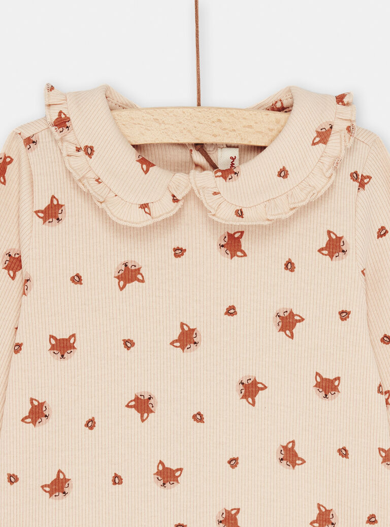 T-shirt rose pâle à imprimé renard